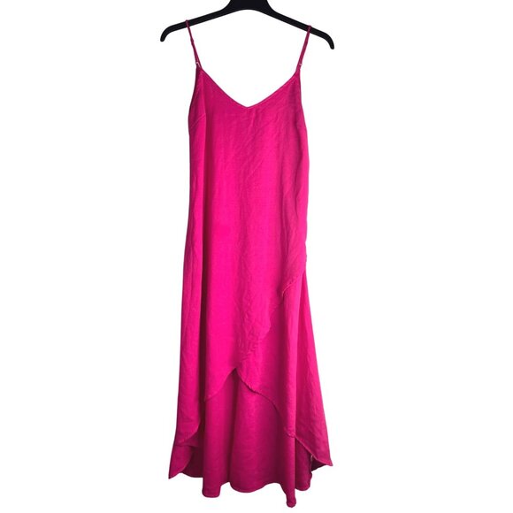 Lulus Sweet Surprise Bright Pink Asymmetrical Hem Maxi Dress Spaghetti Straps XS - Picture 9 of 10